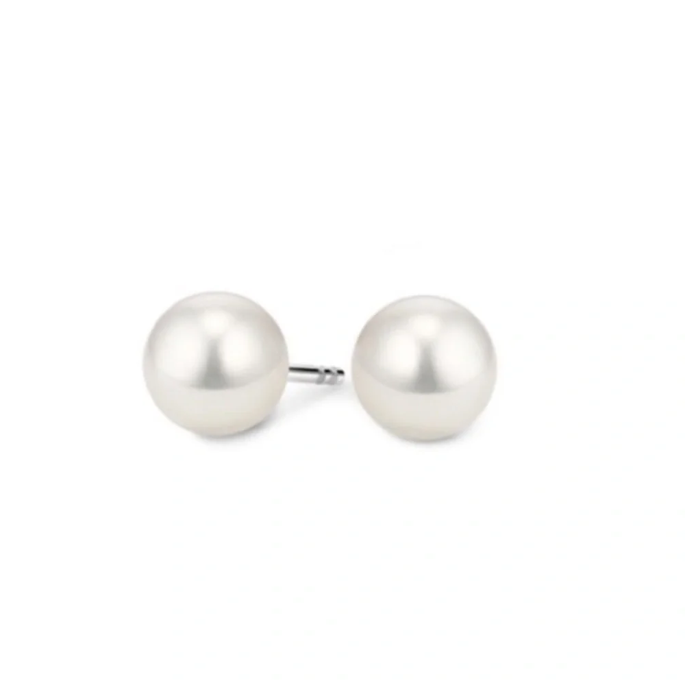 Renaissance Collection Freshwater Pearl Studs 16k White Gold 925 Sterling Silver